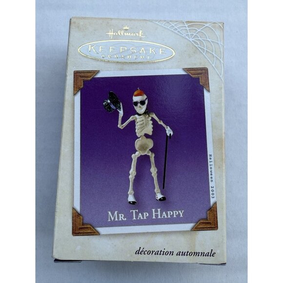 2003 Hallmark Keepsake Pewter Ornament Mr Tap Happy Skeleton Halloween MM20 - Picture 1 of 8